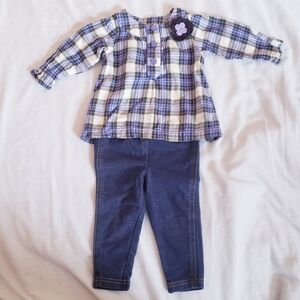 6 Month Girls Carter's Purple Plaid Top With Blue Jeggings